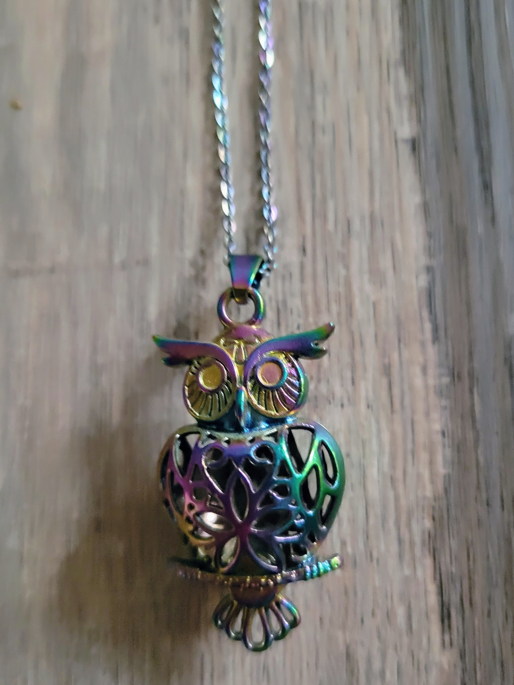 NWOT Iridescent Owl Pendant Necklace - Multicolor